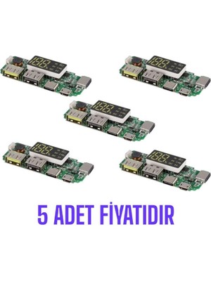 Robo Dünya Çift USB 5V 2.4A Led'li Micro Type-C Powerbank Modülü - 5 Adet