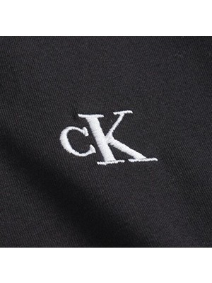 Calvin Klein Kadın Siyah Ck Embroidery Stretch V-Neck T-Shirt