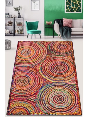 Chilai Home Crop Circle Djt Modern Tasarım Yıkanabilir Halı, Salon Halısı , Dekoratif Halı 80 x 120