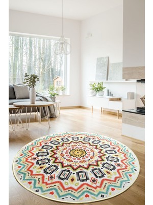 Chilai Home Mandala Color Djt Çap Dekoratif Modern Halılar