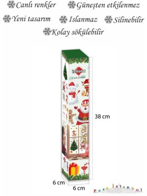 Yılbaşı Temalı Cam Sticker Duvar Süsü Çocuk Yeni Yıl Bebek Odası Çam Ağacı Noel Baba Kapı Süsü