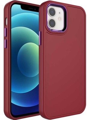 ZORE Apple iPhone 11 Kılıf Metal Çerçeve ve Buton Tasarımlı Sert Zore Botox Kapak-Koyu Mor