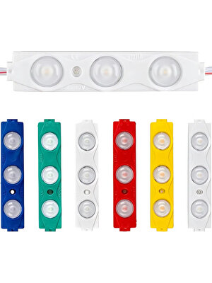 Demir Led 3 Lensli Modül Led Gün Işığı 12 Volt 1.2 Watt 2835 ( 10 Adet )