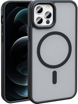 ZORE Apple iPhone 11 Pro Max Kılıf Magsafe Şarj Özellikli Mat Arka Yüzey Zore Sio Kapak-Siyah