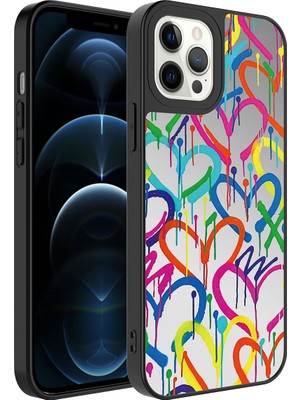 ZORE Apple iPhone 12 Pro Max Kılıf Aynalı Desenli Kamera Korumalı Parlak Zore Mirror Kapak-Kalp