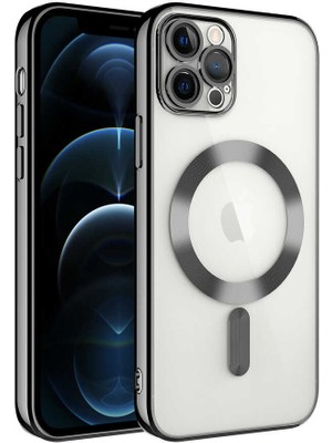 ZORE Apple iPhone 12 Pro Kılıf Kamera Korumalı Magsafe Wireless Şarj Özellikli Zore Demre Kapak-Siyah