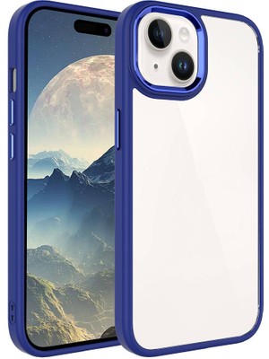 ZORE Apple iPhone 15 Kılıf Zore Krom Kapak-Lacivert