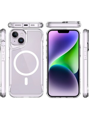 ZORE Apple iPhone 14 Kılıf Zore Magsafe Şarj Özellikli T-Max Magsafe Kapak-Renksiz