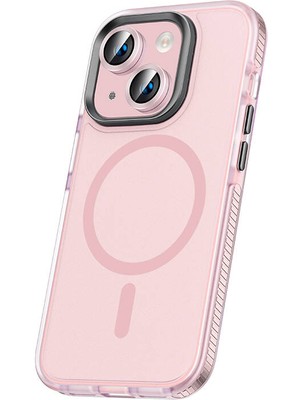 ZORE Apple iPhone 15 Plus Kılıf Airbagli Magsafe Wireless Şarj Özellikli Lens Koruyuculu Zore Klaptika Kapak-Pembe
