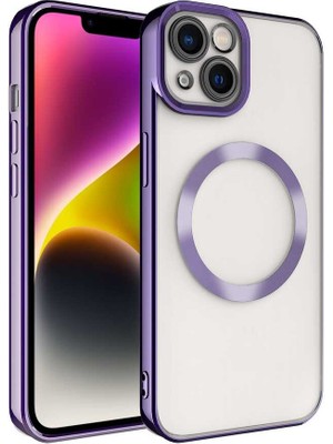 ZORE Apple iPhone 14 Plus Uyumlu Magsafe Wireless Şarj Özellikli Zore Setro Silikon-Derin Mor