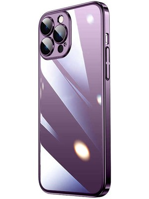 ZORE Apple iPhone 14 Pro Uyumlu Sert Pc Renkli Çerçeveli Zore Riksos Kapak-Derin Mor