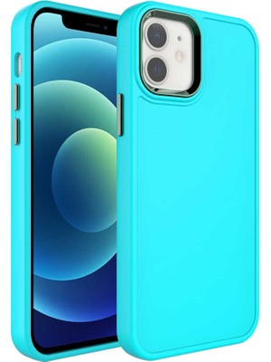 ZORE Apple iPhone 11 Kılıf Metal Çerçeve ve Buton Tasarımlı Sert Zore Botox Kapak-Turkuaz
