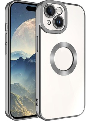 ZORE Apple iPhone 15 Kılıf Kamera Korumalı Logo Gösteren Zore Omega Kapak-Koyu Gri