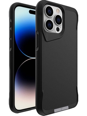 ZORE Apple iPhone 15 Pro Kılıf Zore Airbag Kenarlı T-Max Mat Standlı Kapak-Siyah