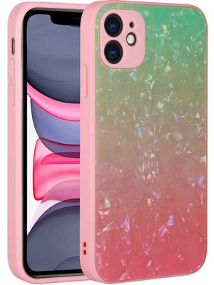 ZORE Apple iPhone 11 Uyumlu Renk Geçişli Mermer Desenli Sert Silikon Zore Granit Kapak-No4