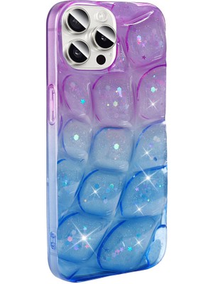 ZORE Apple iPhone 15 Pro Max Kılıf Simli 3D Desenli Zore Hacar Kapak-Mor-Mavi