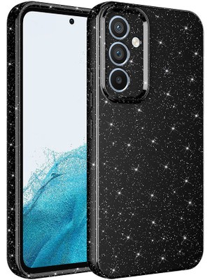 ZORE Galaxy S24 Kılıf Kamera Korumalı Simli Lüks Zore Koton Kapak-Siyah