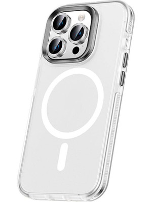 ZORE Apple iPhone 15 Pro Max Kılıf Airbagli Magsafe Wireless Şarj Özellikli Lens Koruyuculu Zore Klaptika Kapak-Renksiz