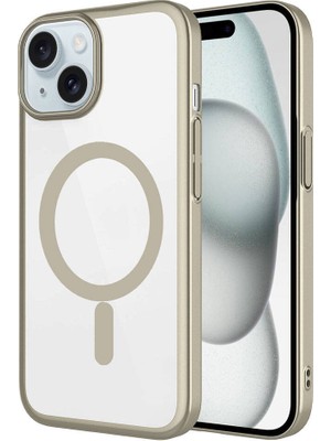 ZORE Apple iPhone 15 Uyumlu Wireless Şarj Özellikli Sert Pc Zore Mat Riksos Magsafe Kapak-Sarı