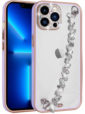 ZORE Apple iPhone 12 Pro Uyumlu Taş Süslemeli Kamera Korumalı El Tutamaçlı Zore Blazer Kapak-Lila