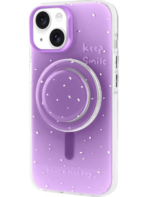 ZORE Apple iPhone 14 Kılıf Magsafe Şarj Özellikli Tak-Çıkar Pop Soketli Zore Tiktok Kapak-Mor