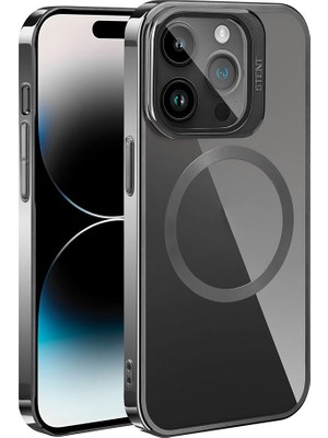 ZORE Apple iPhone 15 Pro Kılıf Magsafe Wireless Şarj Özellikli Standlı Zore Klon Kapak-Gri