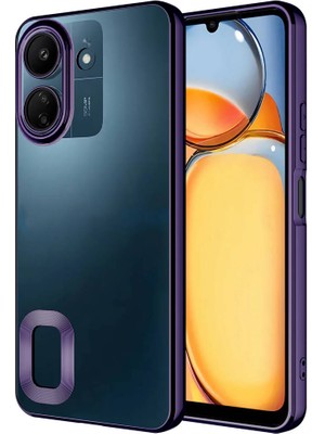 ZORE Xiaomi Poco C65 Kılıf Kamera Korumalı Logo Gösteren Zore Omega Kapak-Derin Mor