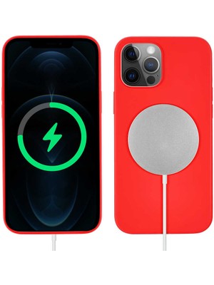 ZORE Apple iPhone 13 Pro Uyumlu Zore Silksafe Wireless Kapak-Kırmızı