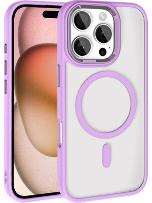 ZORE Apple iPhone 16 Pro Max Kılıf Wireless Şarj Özellikli Zore Krom Magsafe Silikon Kapak-Pembe