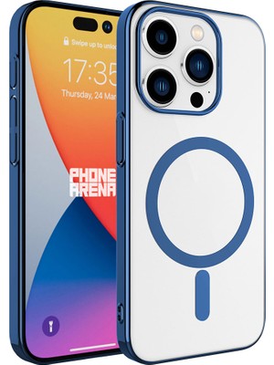 ZORE Apple iPhone 15 Pro Kılıf Zore Wireless Şarj Özellikli Pixel Magsafe Kapak-Mavi