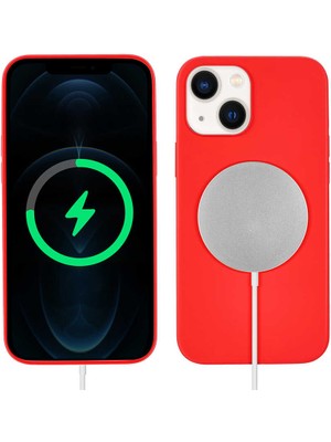 ZORE Apple iPhone 13 Uyumlu Zore Silksafe Wireless Kapak-Kırmızı