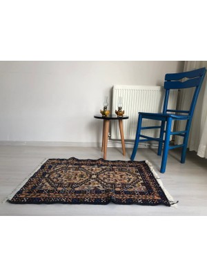 70X93 cm Hayvan Figürlü El Dokuma Yün Küçük Boy Türk Dekoratif Kilim