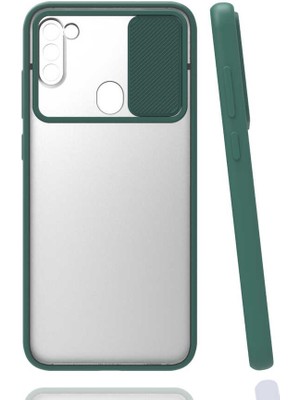 ZORE Galaxy M11 Kılıf Zore Lensi Kapak-Koyu Yeşil