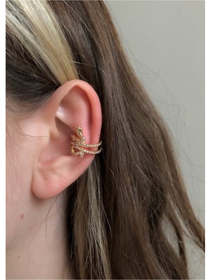 Su Perisi Takı Bijuteri Kopya - Gold Renk Yılan Earcuff