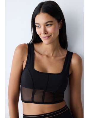 Penti Siyah Korse Görünümlü Crop Üst