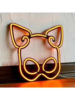 Tol Camp Latex Mask Neon LED Tabela - Modern Şık Metal Üzerine Neon Lamba Dekoru, Turuncu | 30 cm x 28 cm