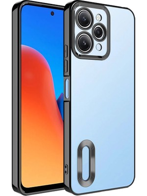 ZORE Xiaomi Redmi 12 Kılıf Kamera Korumalı Logo Gösteren Zore Omega Kapak-Siyah