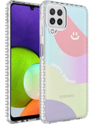 ZORE Galaxy A22 4g Kılıf Airbag Kenarlı Renkli Desenli Silikon Zore Elegans Kapak-No7