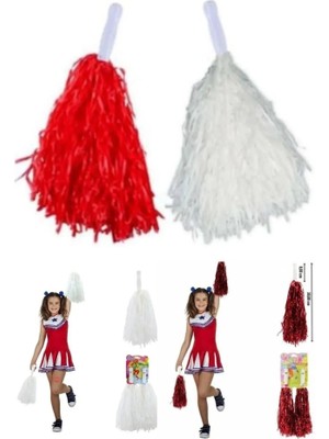 Just Cheap Store Kırmızı Beyaz Gösteri Ponponu