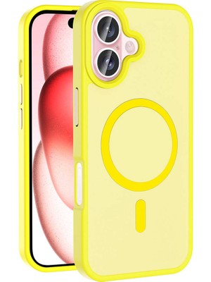 ZORE Apple iPhone 16 Plus Kılıf Magsafe Şarj Özellikli Mat Arka Yüzey Zore Sio Kapak-Sarı