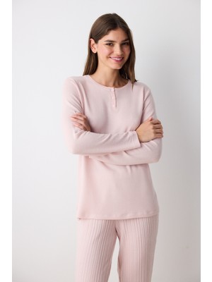 Penti Pink Soft Gül Kurusu Pembe Pantolon Pijama Takımı