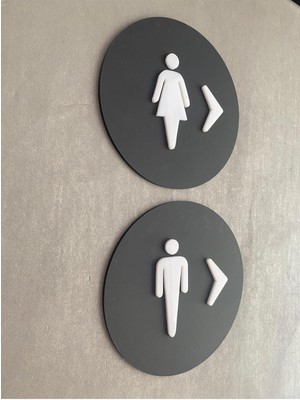 Yönline Kabartmalı Kadın ve Erkek Ikonlu Set Wc Tabelası