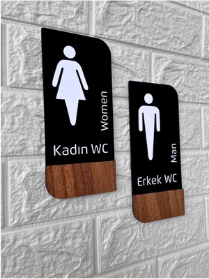 Yönline Timber Serisi Erkek ve Kadın Wc Set Yönlendirme Levhası