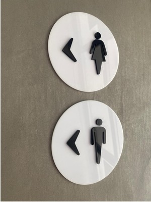 Yönline Kabartmalı Kadın ve Erkek Ikonlu Set Wc Tabelası