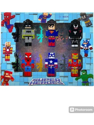 Shem Süper Heroes Minecraft  Batman Superman Venom Spiderman Captan Amerika Iron Man 11 Parça Oyuncak