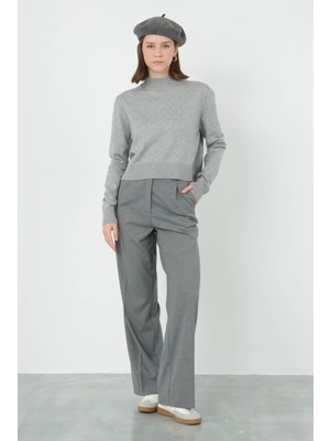 Pileli Yüksek Bel Pantolon Duman