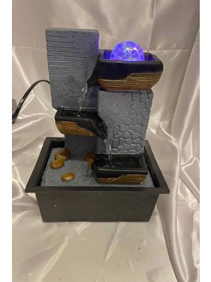 Feng Shui Su Şelalesi Akan Su Objesi Renkli Işıklı Kristal Toplu