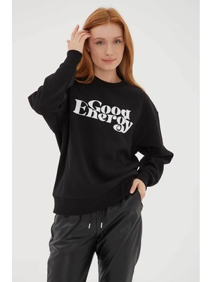 Fashion Friends Kadın Sweatshirt Siyah 24K0841K1