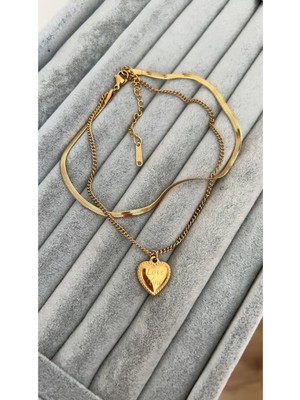 Su Perisi Takı Bijuteri Çelik Gold Italyan Zincir ve Love You  Detaylı Halhal