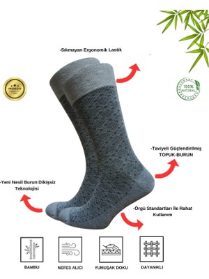 Mistero Socks 6 Çift Jakar Desenli Dikişsiz Bambu Erkek Soket Çorap Kutulu Gold Seri ( Business )